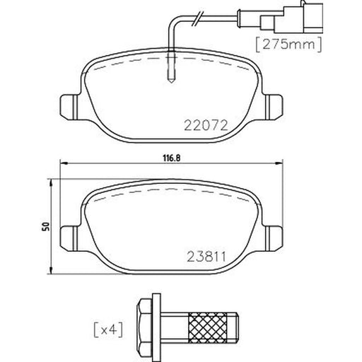 Mintex Rear Brake Pad Set fits Alfa Romeo 4C 2013-2020 1.8