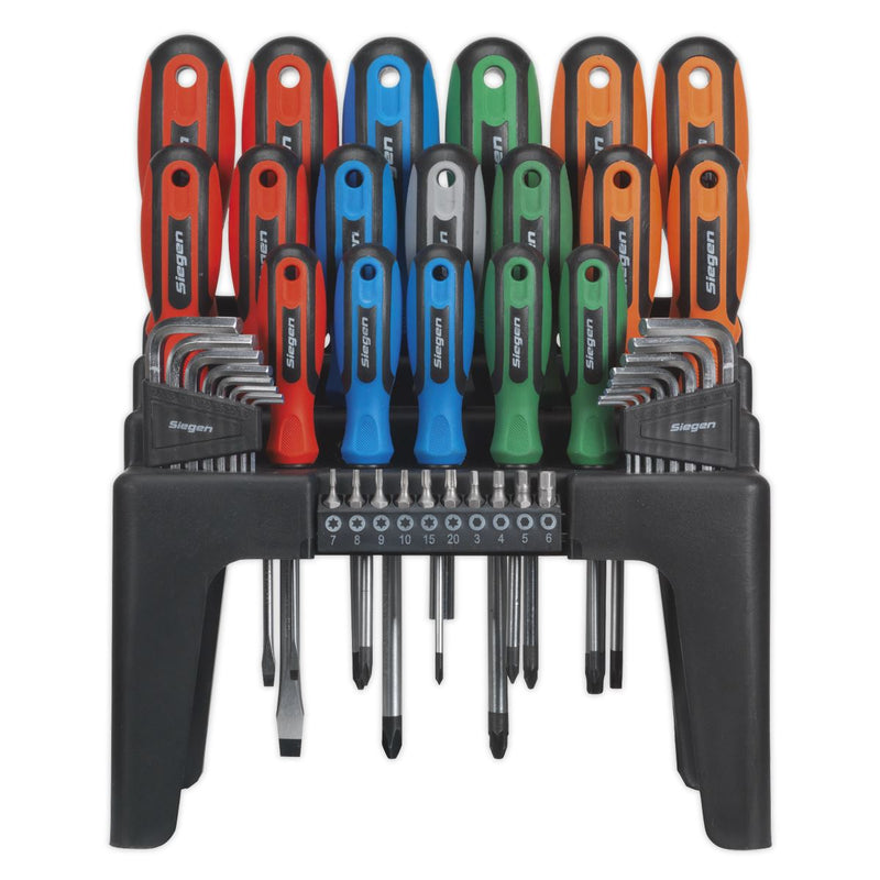 Sealey Screwdriver Hex Key & Bit Set 44pc S01090 Siegen by Sealey - Dynamic Drive