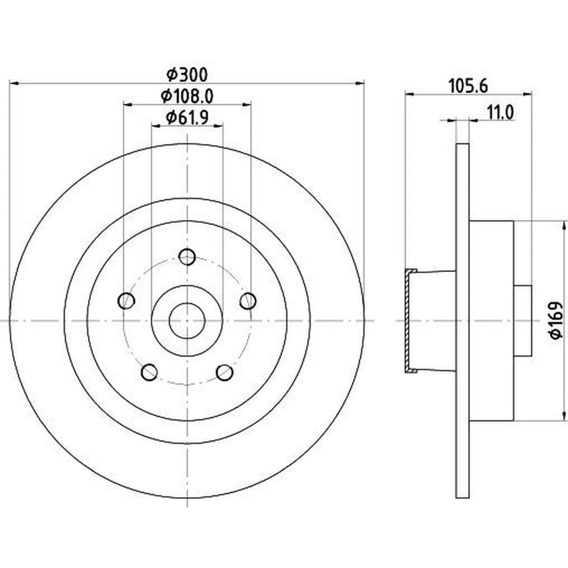 Mintex 2 x Solid Rear Brake Discs MDC2620-x2