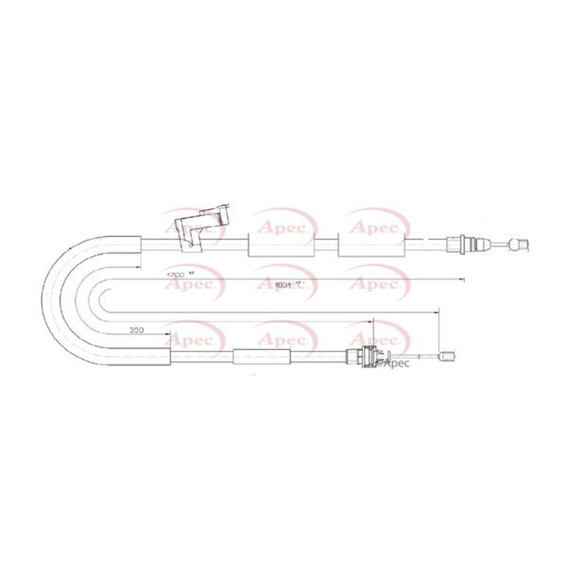 Apec Handbrake Cable Left Rear fits Mazda 3 2003-2009 1.3 1.6 2.0