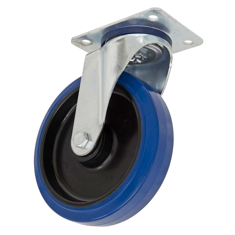 Sealey Heavy-Duty Blue Elastic Rubber Swivel Castor Wheel200mm Trade Sealey - Dynamic Drive