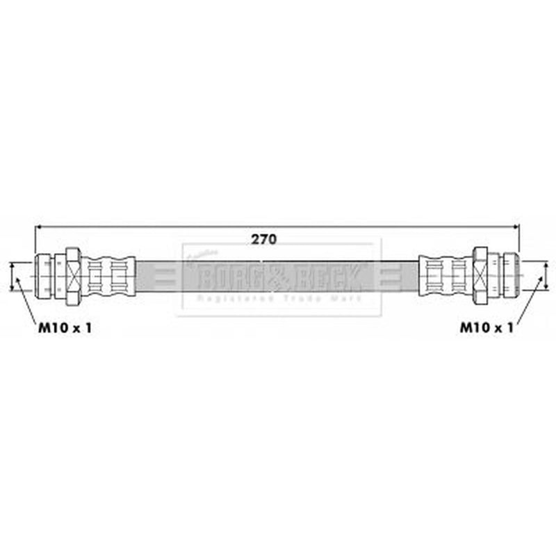 Borg & Beck Brake Hydraulic Hose Line Rear Right BBH6327