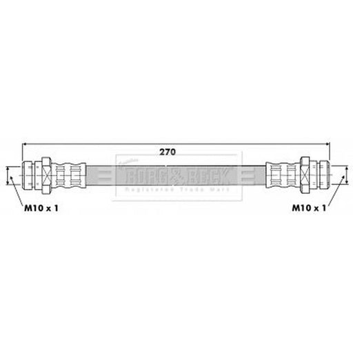 Borg & Beck Brake Hydraulic Hose Line Rear Right BBH6327