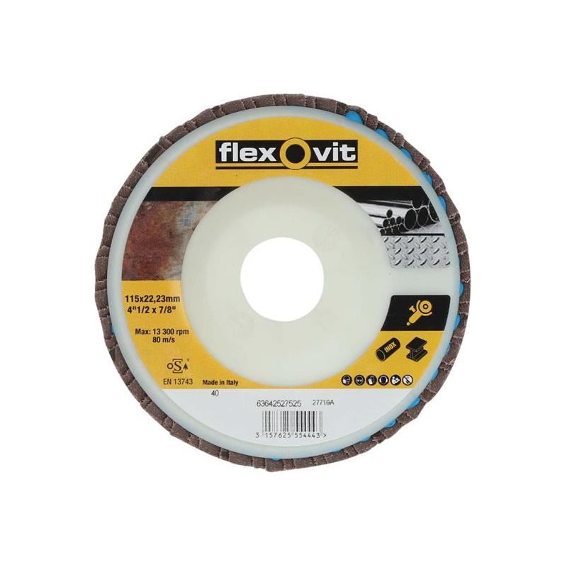 Flexovit Flap Disc For Angle Grinders 115mm 40G Flexovit - Dynamic Drive