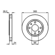 Bosch 2 x Vented Brake Discs fits Peugeot 406 1995-2004 1.6 1.8 1.9