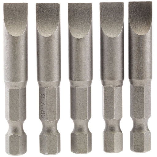 Draper Plain Slot Insert Bit, 8mm, 1/4" Hex, 50mm Long (Pack of 5) 64280 Draper - Dynamic Drive