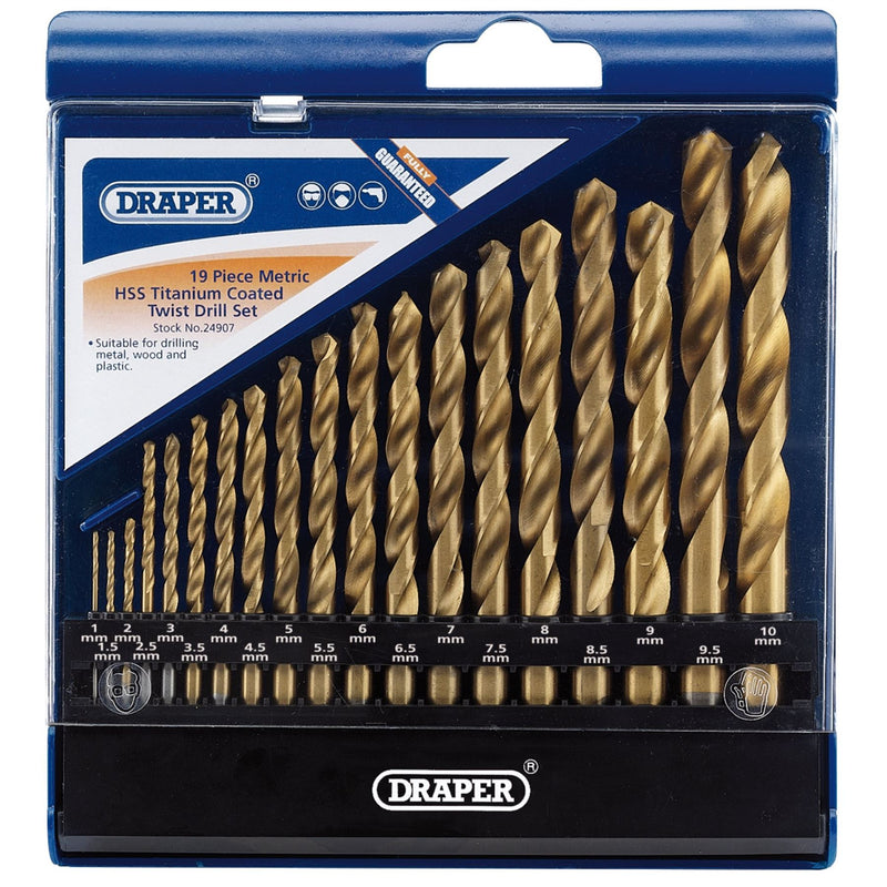 Draper Metric HSS Titanium Coated Drill Set (19 Piece) 24907 Draper - Dynamic Drive