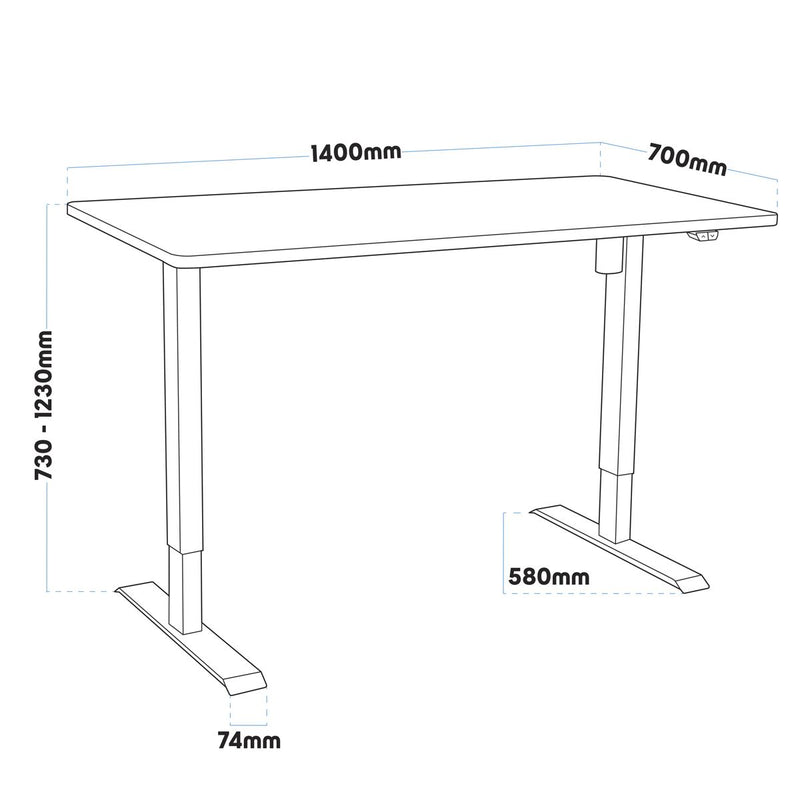 Dellonda Single Motor Adjustable-Height Electric Sit/Stand Desk - Black Desktop Dellonda - Dynamic Drive