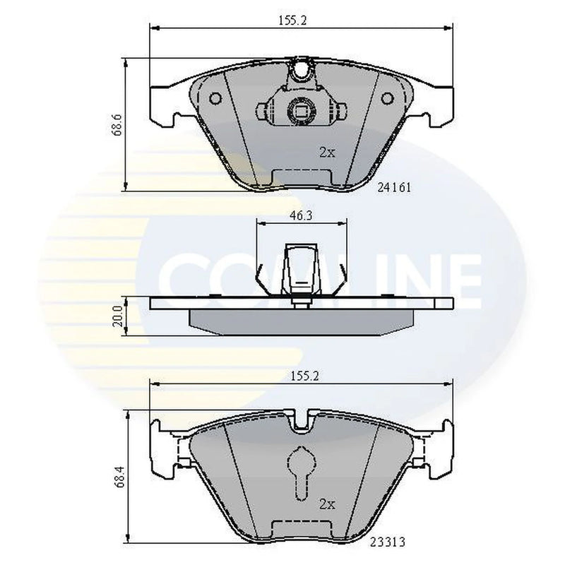 Comline 4 x Front Brake Pad Set fits BMW 3 2004-2013