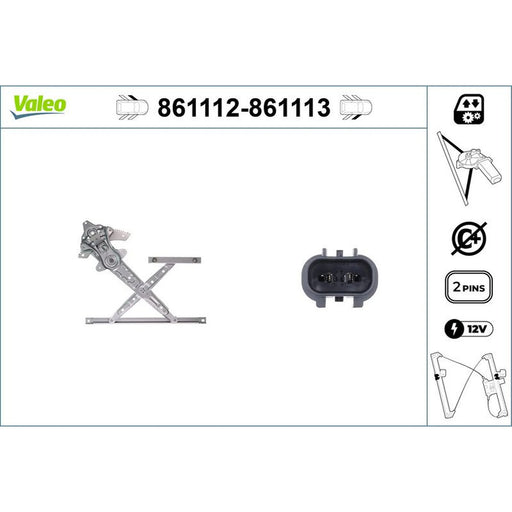 Valeo Electric Window Regulator Lifter Right Front 861113