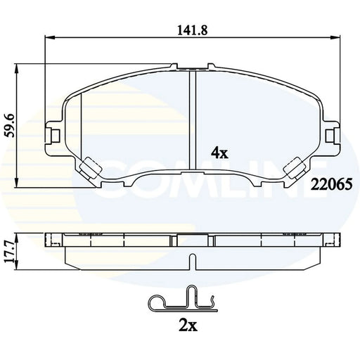 Comline 4 x Front Brake Pad Set fits Nissan Qashqai II 2013-2015 1.2 1.5 1.6 2.0