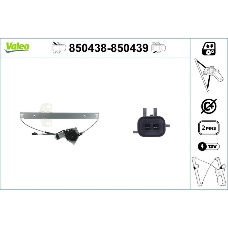 Valeo Electric Window Regulator Lifter Right Rear 850439
