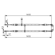 Bosch Handbrake Cable Rear fits Saab 9-5 1997-2009 1.9 2.0 2.2 2.3 3.0