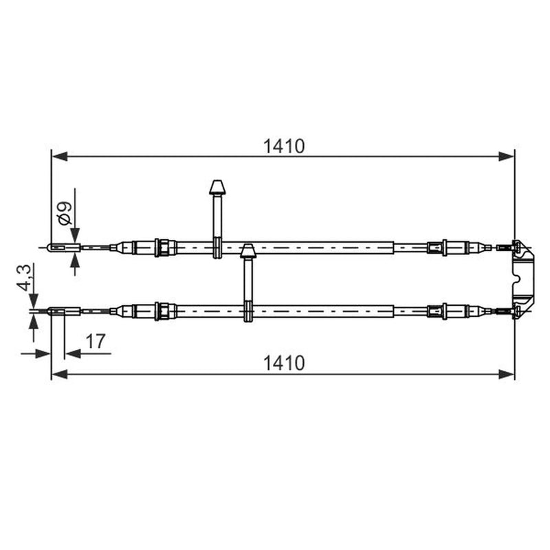 Bosch Handbrake Cable Rear fits Saab 9-5 1997-2009 1.9 2.0 2.2 2.3 3.0