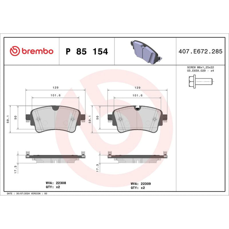 Brembo Front & Rear Pads fits Audi A6 C8 2018-2019