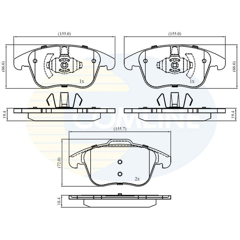 Comline 4 x Front Brake Pad Set fits Ford Mondeo V 2018-2022 1.5 2.0
