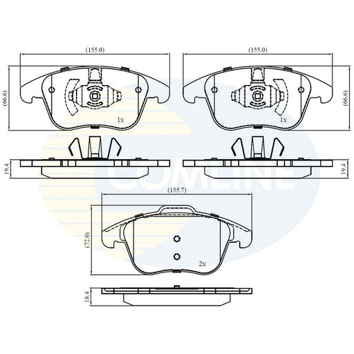 Comline 4 x Front Brake Pad Set fits Ford Mondeo V 2018-2022 1.5 2.0