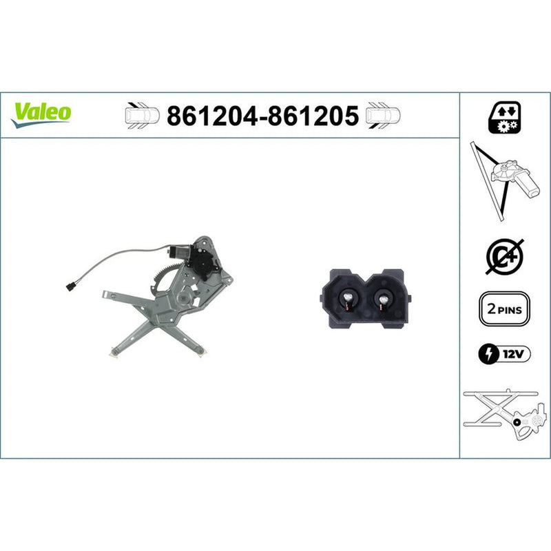 Valeo Electric Window Regulator Lifter Left Rear 861204