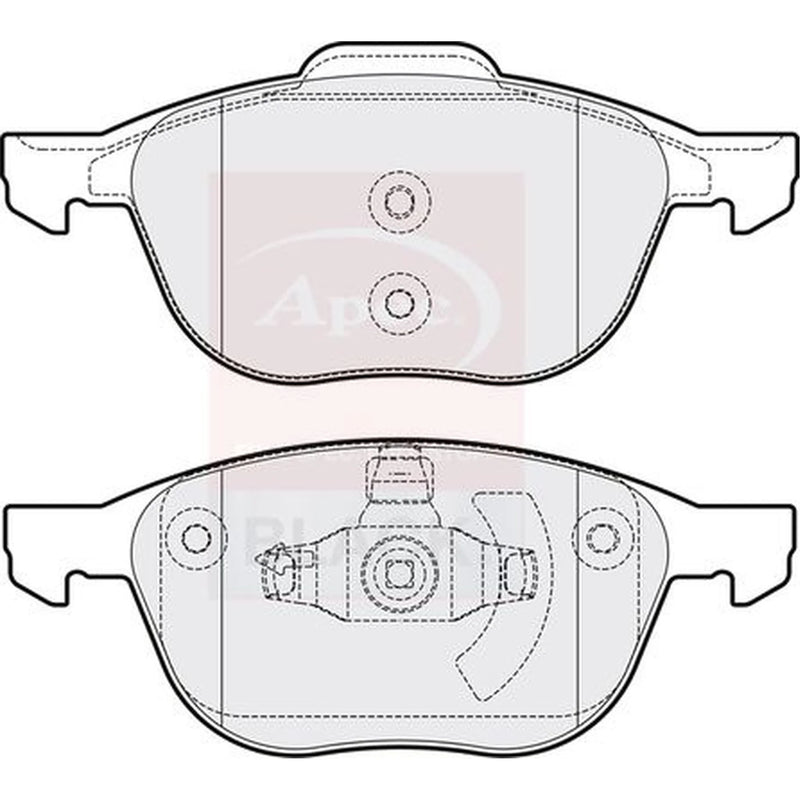 Apec Black Front Brake Pad Set fits Ford C-Max 2007-2010 1.6 1.8 2.0