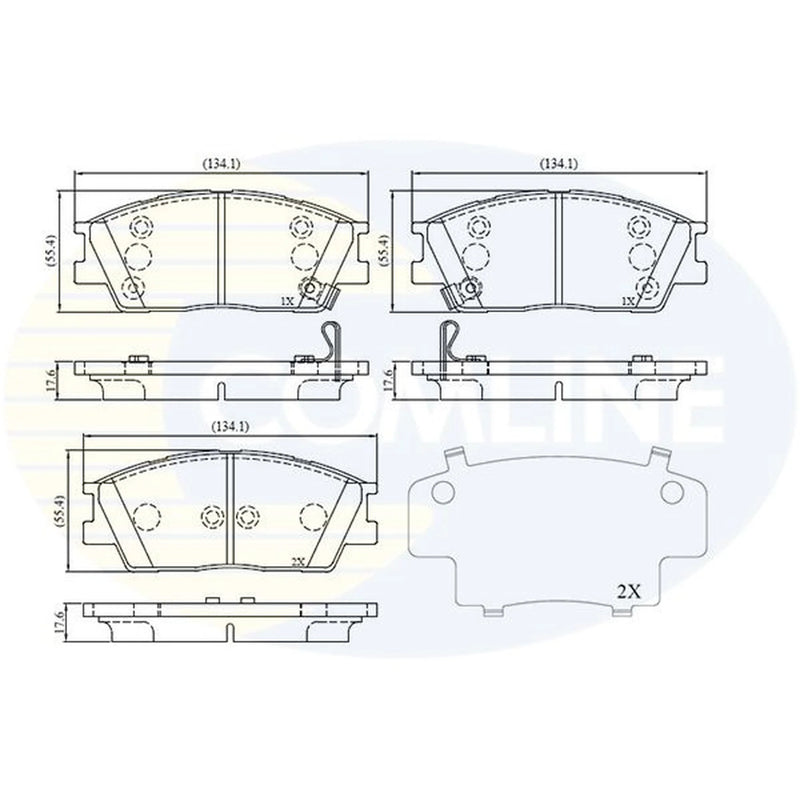 Comline 4 x Front Brake Pad Set fits Kia Soul III 2019 on 1.6 2.0