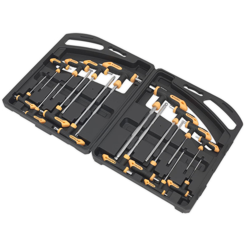 Sealey T-Handle TRX-Star* & Hex Key Set 16pc S0916 Siegen by Sealey - Dynamic Drive