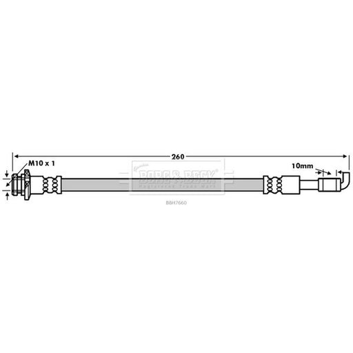Borg & Beck Brake Hydraulic Hose Line outer BBH7660