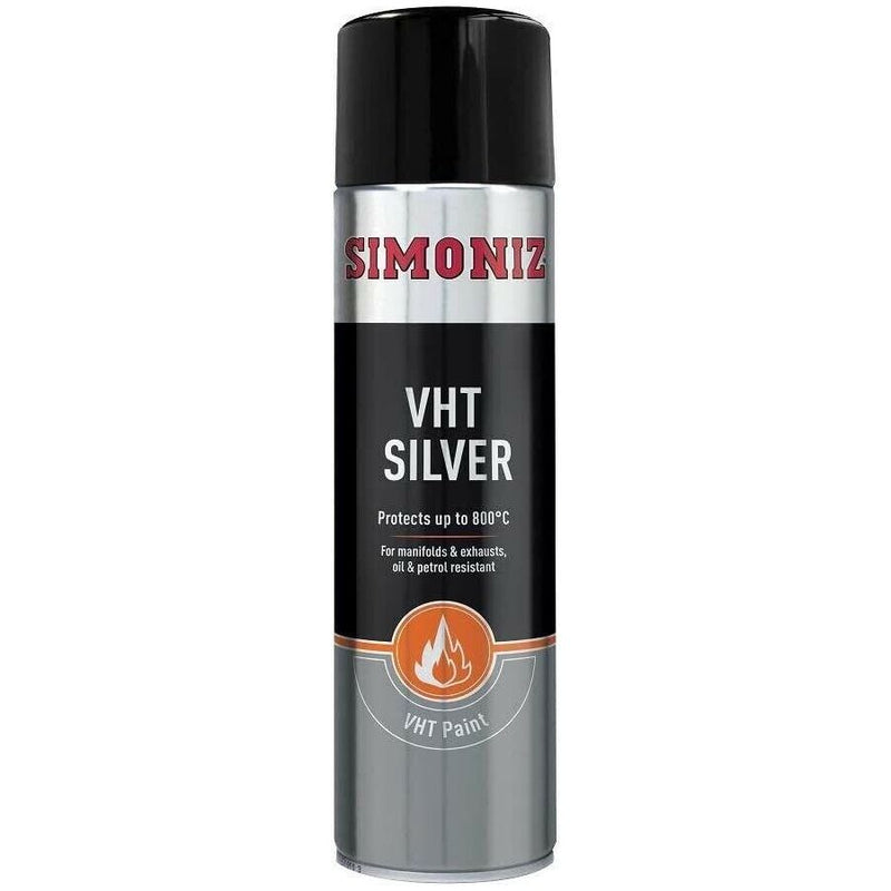 6x Simoniz VHT SILVER PAINT VERY HIGH TEMPERATURE CAR SPRAY AEROSOL 500ml Simoniz - Dynamic Drive
