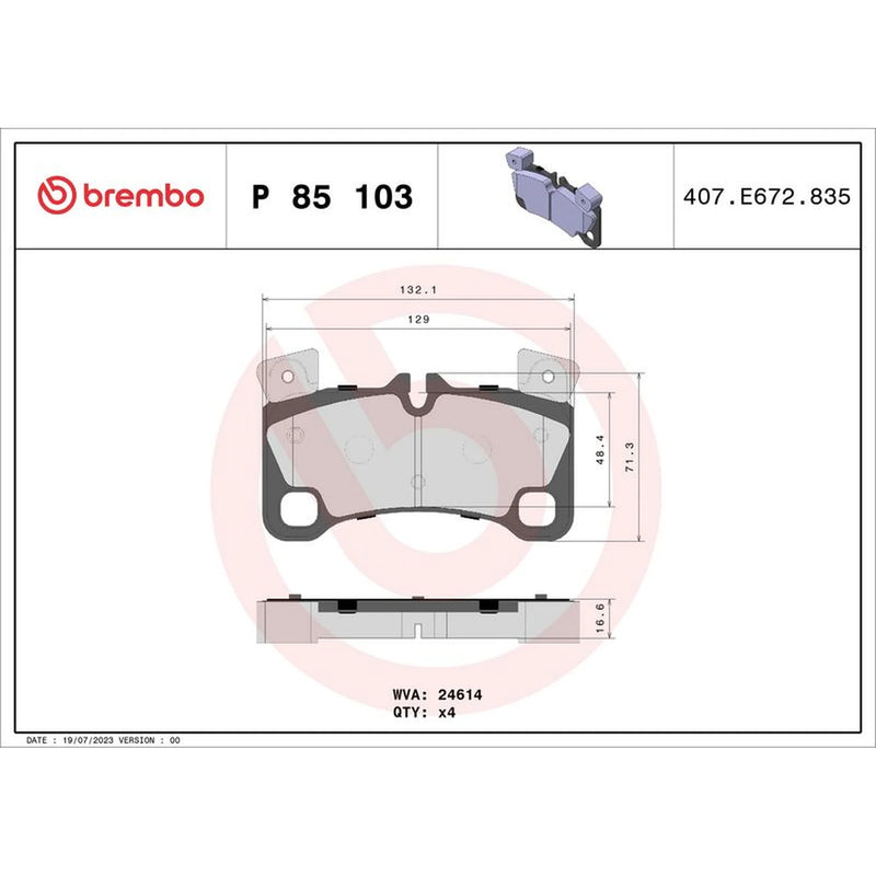 Brembo 4 x Rear Brake Pad Set fits Audi Q7 2006-2015 3.0 3.6 4.2 6.0