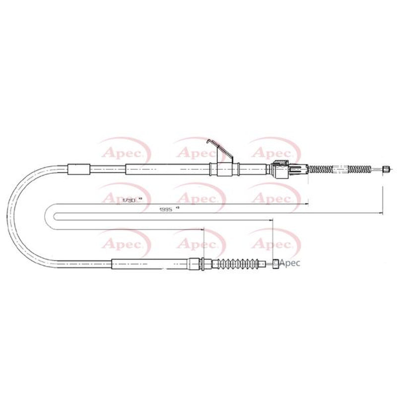 Apec Handbrake Cable Left Rear fits Mitsubishi L200 1996-2007 2.4 2.5