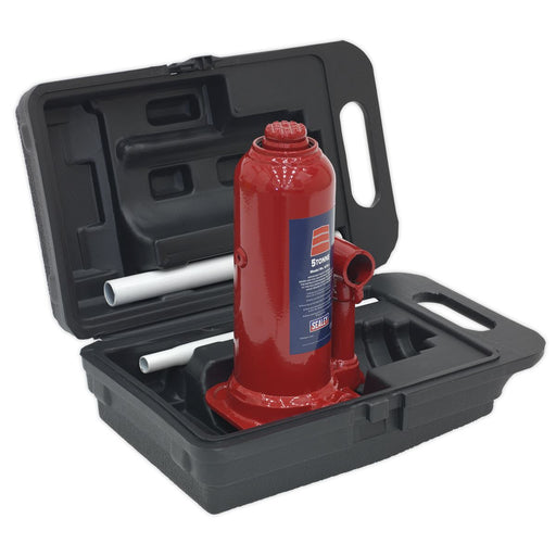 Sealey Bottle Jack 5 Tonne with Storage Case SJ5BMC Sealey - Dynamic Drive