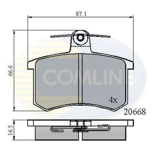 Comline 4 x Rear Brake Pad Set fits Alfa Romeo 164 1987-1998 2.0 2.5 3.0