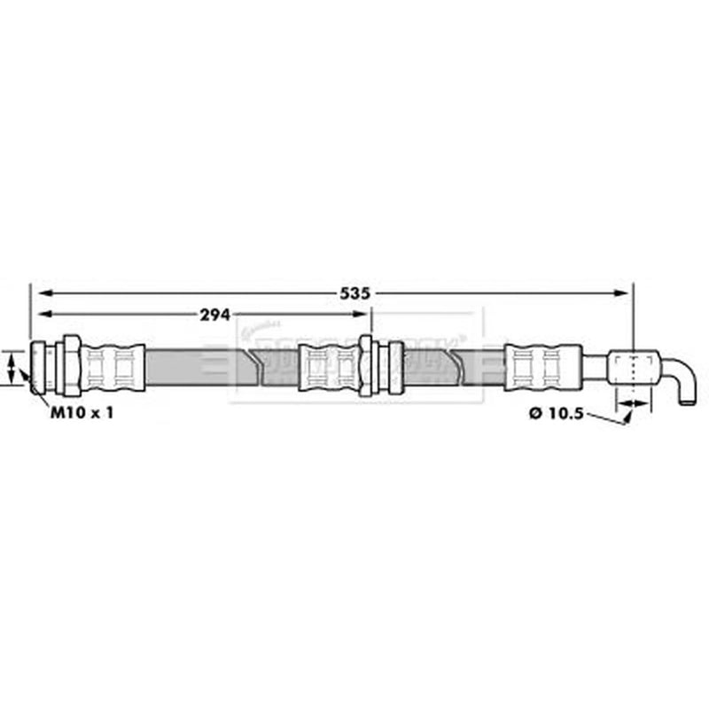 Borg & Beck Brake Hydraulic Hose Line Rear Right BBH7313