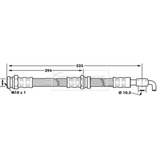 Borg & Beck Brake Hydraulic Hose Line Rear Right BBH7313