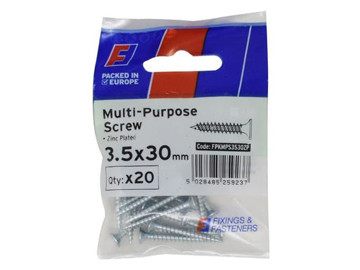 ForgeFix Multi-Purpose Pozi Screw CSK ST ZP 3.5 x 30mm ForgePack 20 ForgeFix - NN4 Online