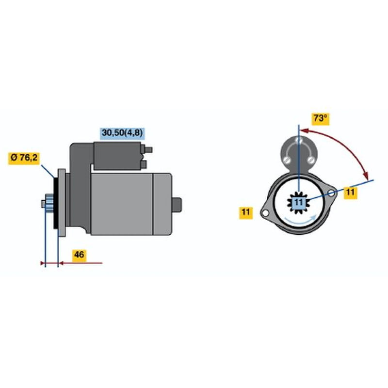 Bosch Starter Motor 12V 2kW 11 Teeth