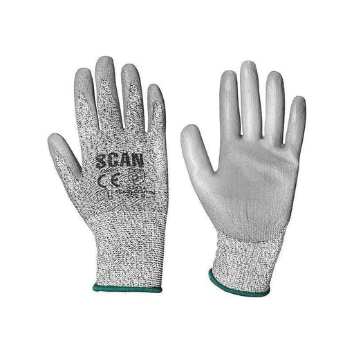 Scan Grey PU Coated Cut 3 Gloves - M (Size 8) Scan - NN4 Online