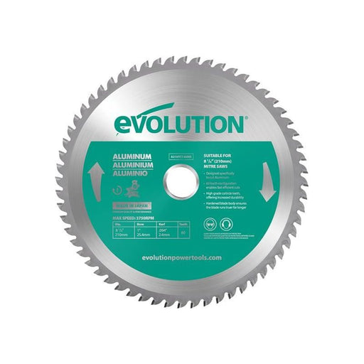 Evolution Aluminium Cutting Mitre Saw Blade 210 x 25.4mm x 60T Evolution - Dynamic Drive