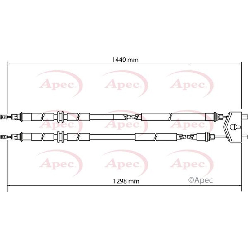 Apec Handbrake Cable Centre fits Ford Fiesta 1995-2002 1.25 1.3 1.6