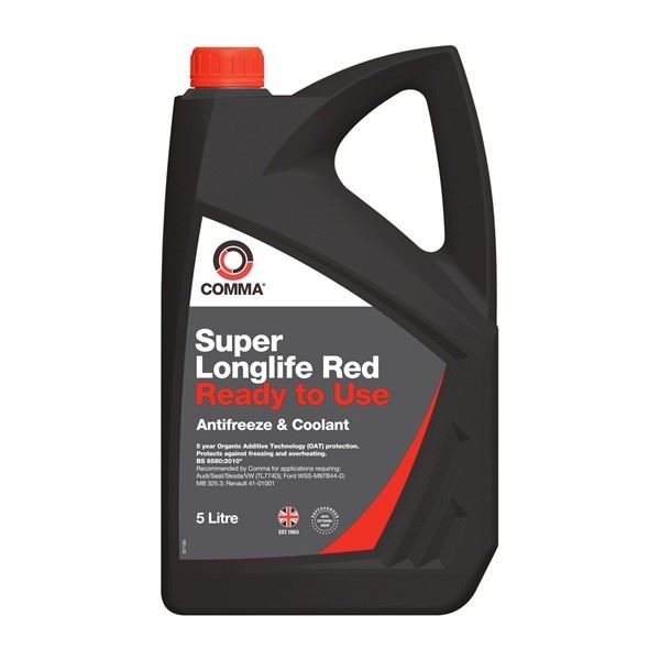 Comma Super Longlife Red Antifreeze & Coolant - Ready To Use - 5 Litre Comma  - Dynamic Drive