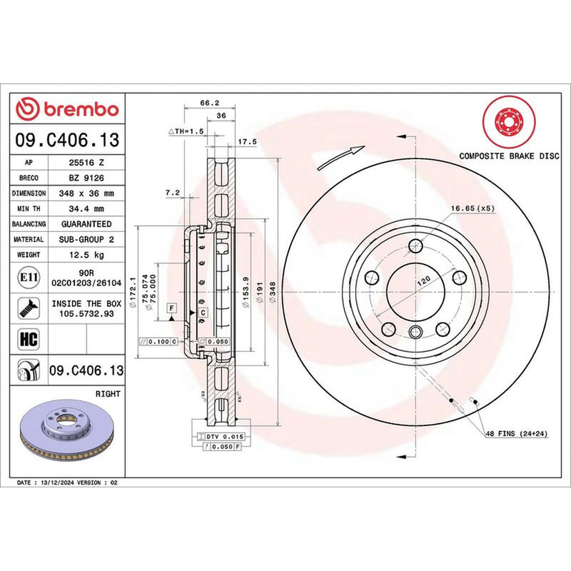 Brembo Front Aluminium Brake Disc Hub & Rear Aluminium Brake Disc Hub fits BMW 5