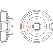 Apec Brake Drum Assembly Rear fits Ford Fiesta V 2001-2010 1.25 1.3 1.4 1.6