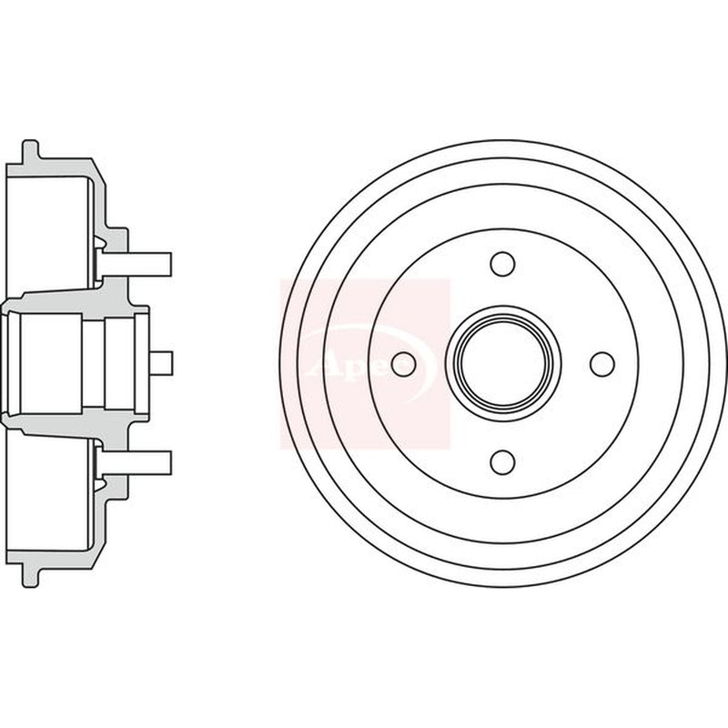 Apec Brake Drum Assembly Rear fits Ford Fiesta V 2001-2010 1.25 1.3 1.4 1.6