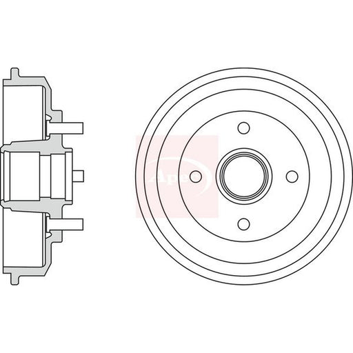 Apec Brake Drum Assembly Rear fits Ford Fiesta V 2001-2010 1.25 1.3 1.4 1.6
