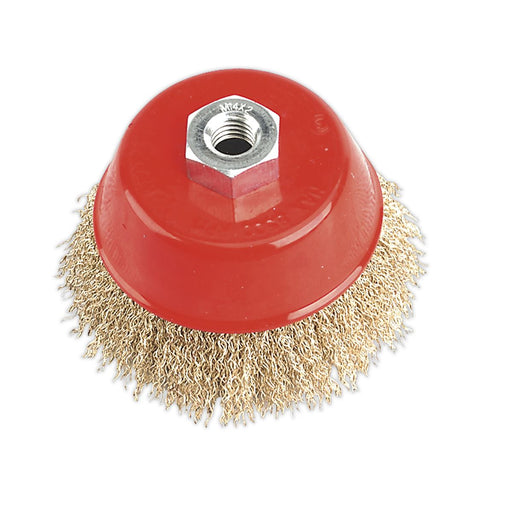 Sealey Brassed Steel Cup Brush100mm M14 x 2mm CBC100 Sealey - Dynamic Drive