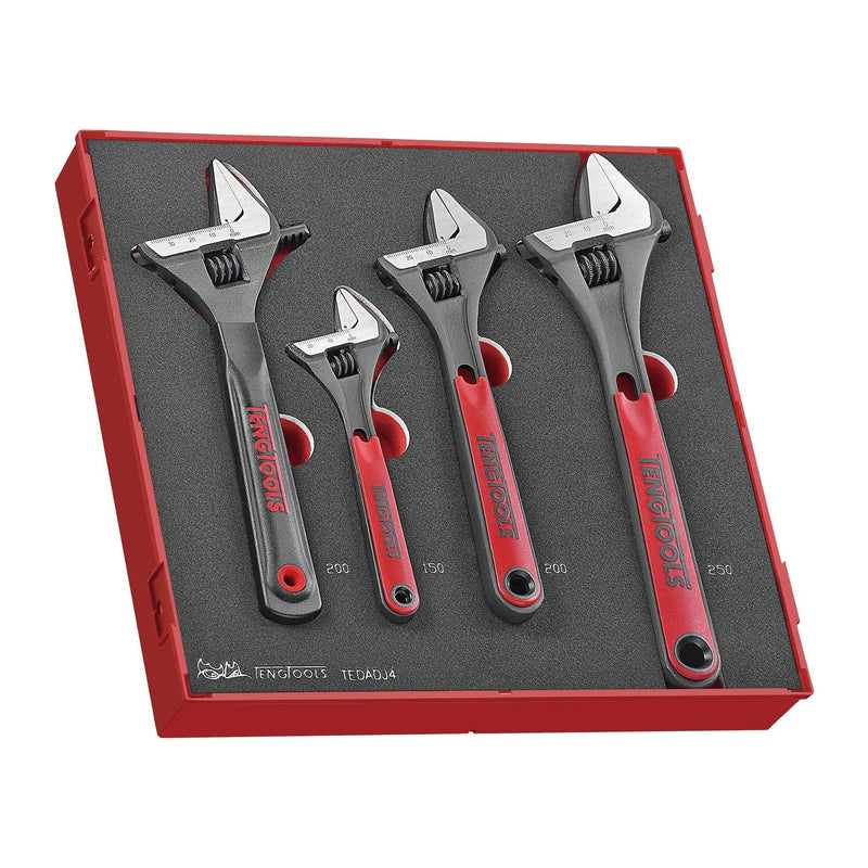 Teng Tools Adjustable Wrench Set FOAM2 4 Pieces Teng Tools - Dynamic Drive