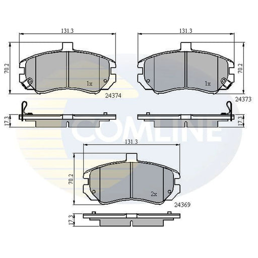 Comline 4 x Front Brake Pad Set fits Hyundai Elantra III 2000-2006 1.6 1.8 2.0