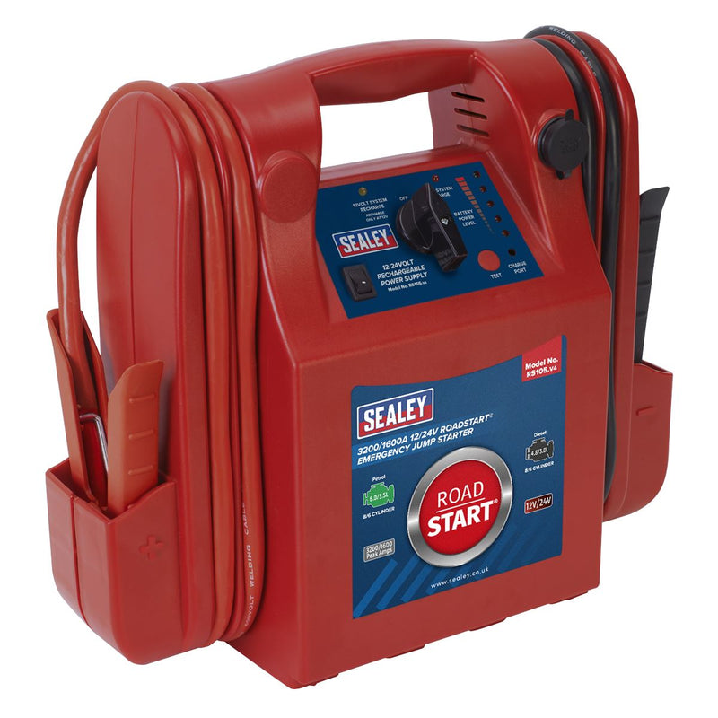 Sealey RoadStartï Emergency Jump Starter 12/24V 3200/1600 Peak Amps RS105 Sealey - Dynamic Drive