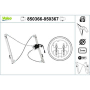 Valeo Electric Window Regulator Lifter Right Front 850367