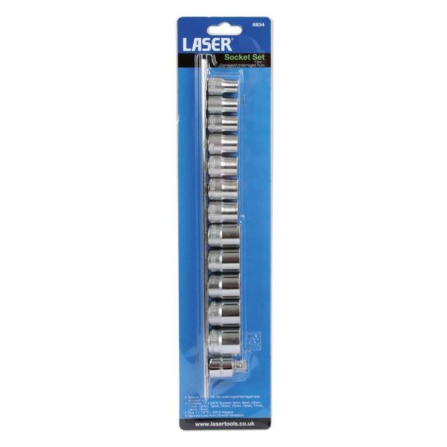 Laser Socket Set Damaged/Undamaged Nuts 3/8"D 13pc 6834 Laser - Dynamic Drive