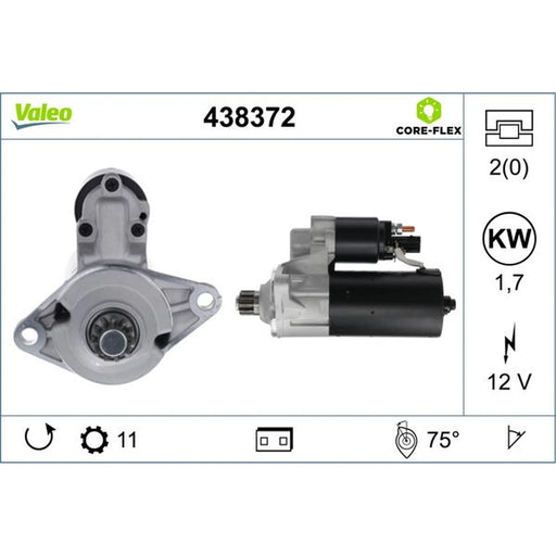 Valeo Starter Motor 12V 2kW 11 Teeth 438372